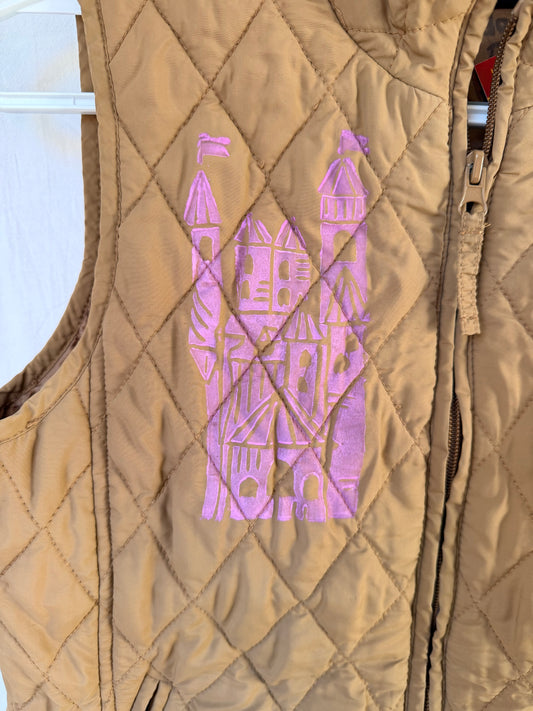 Handprinted Quilted Brown Vest PM