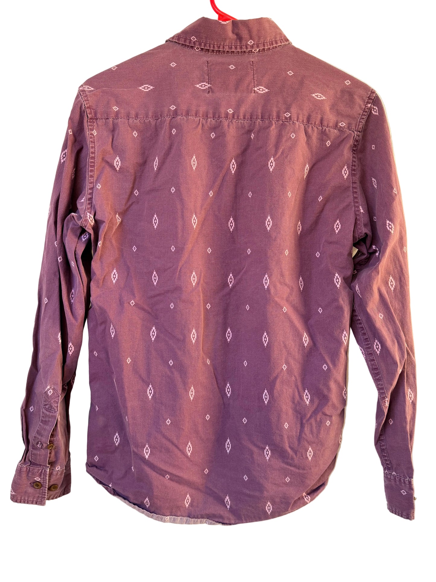 Handprinted Slim-Fit Burgundy Diamond Pattern Button Up S