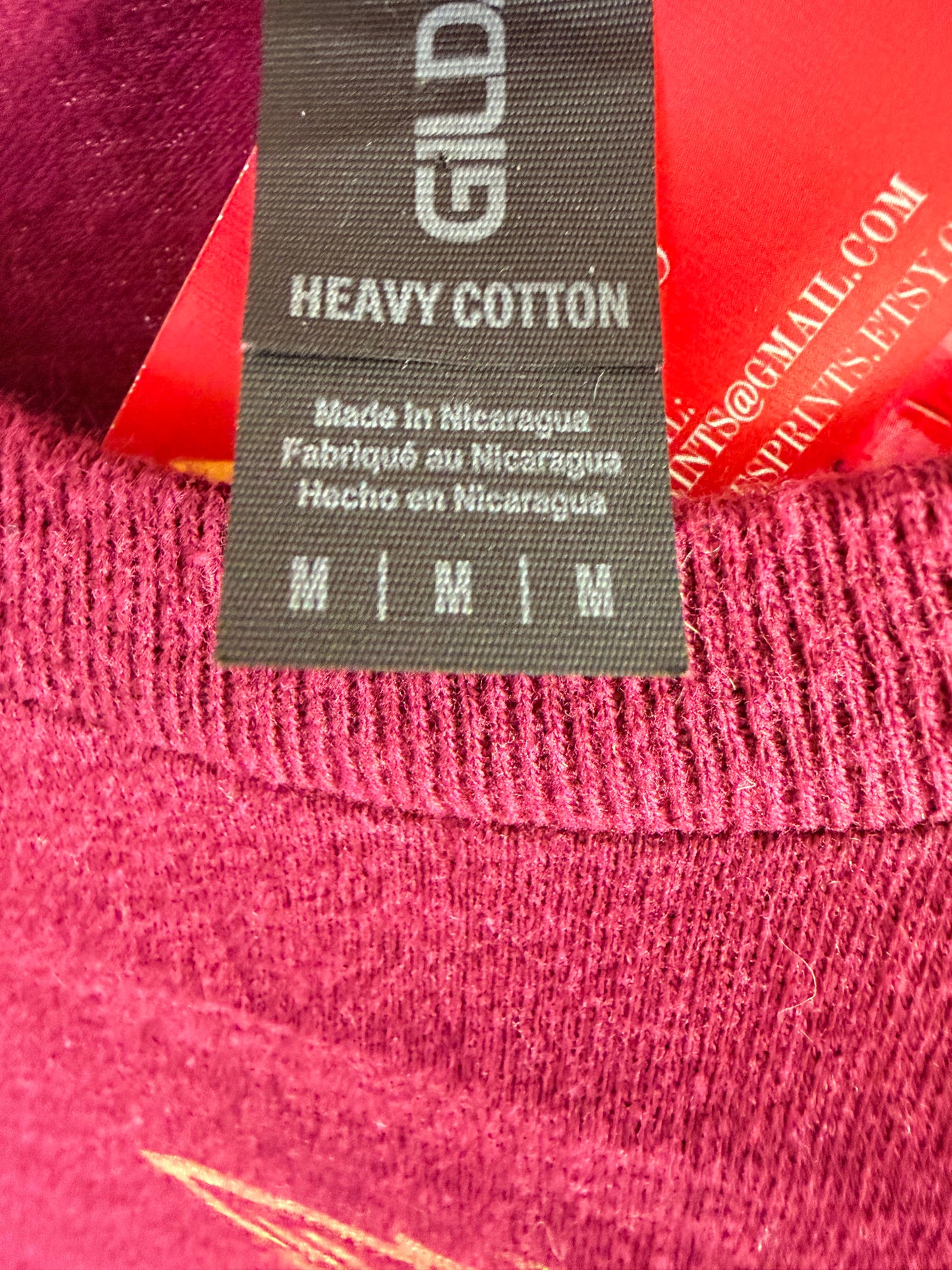 Handprinted Magenta Shirt M