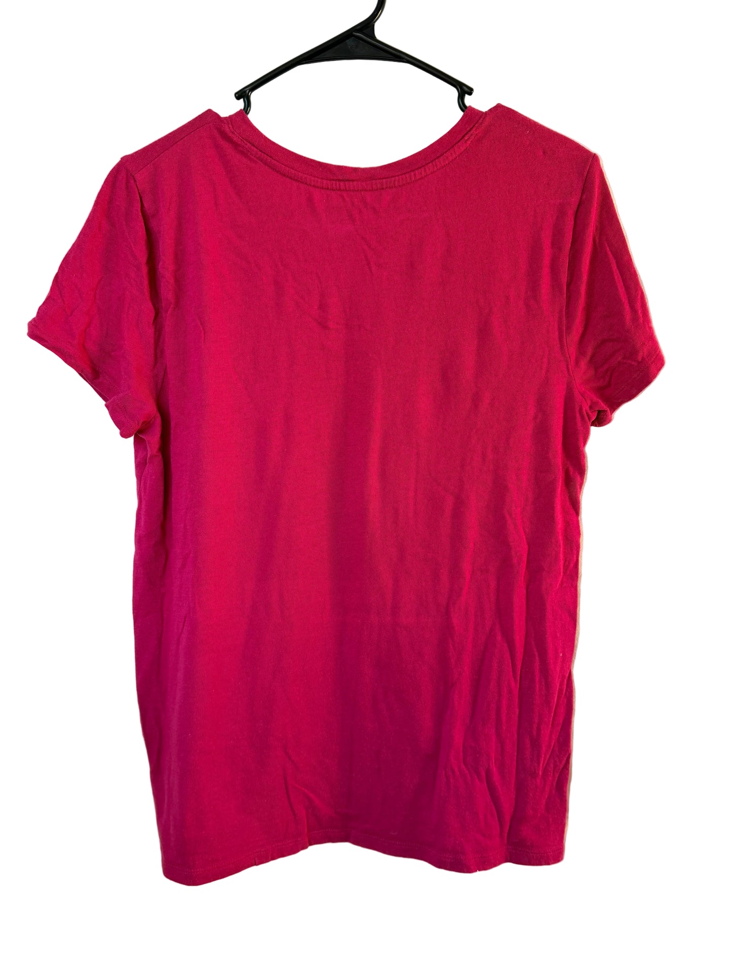 Handprinted+Patched Magenta Shirt L