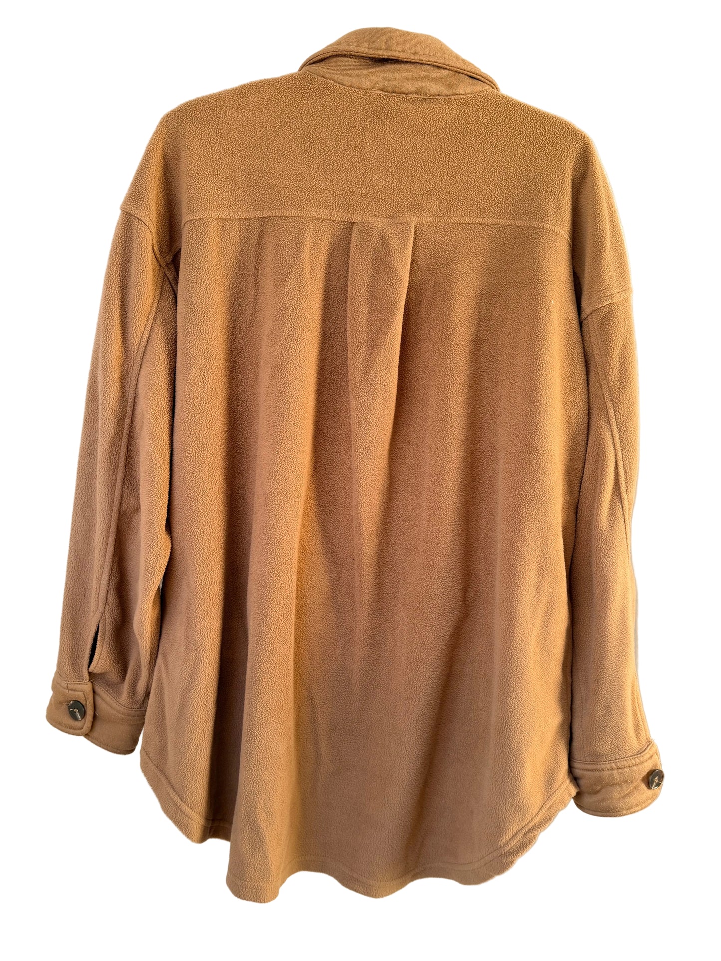 Handprinted Patched 'La Miel Boutique Soft Fleece Button Down Shacket' M