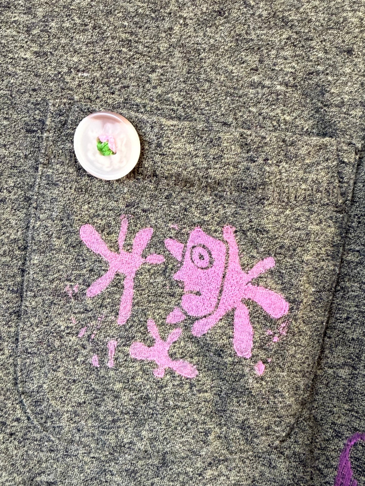 Handprinted Green Shirt L