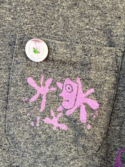 Handprinted Green Shirt L