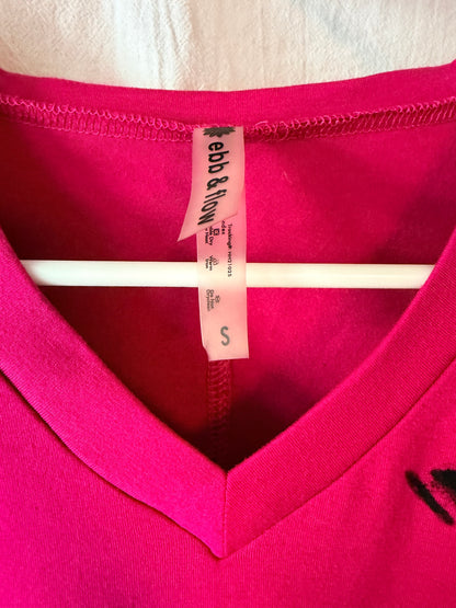 Handprinted Magenta Shirt S