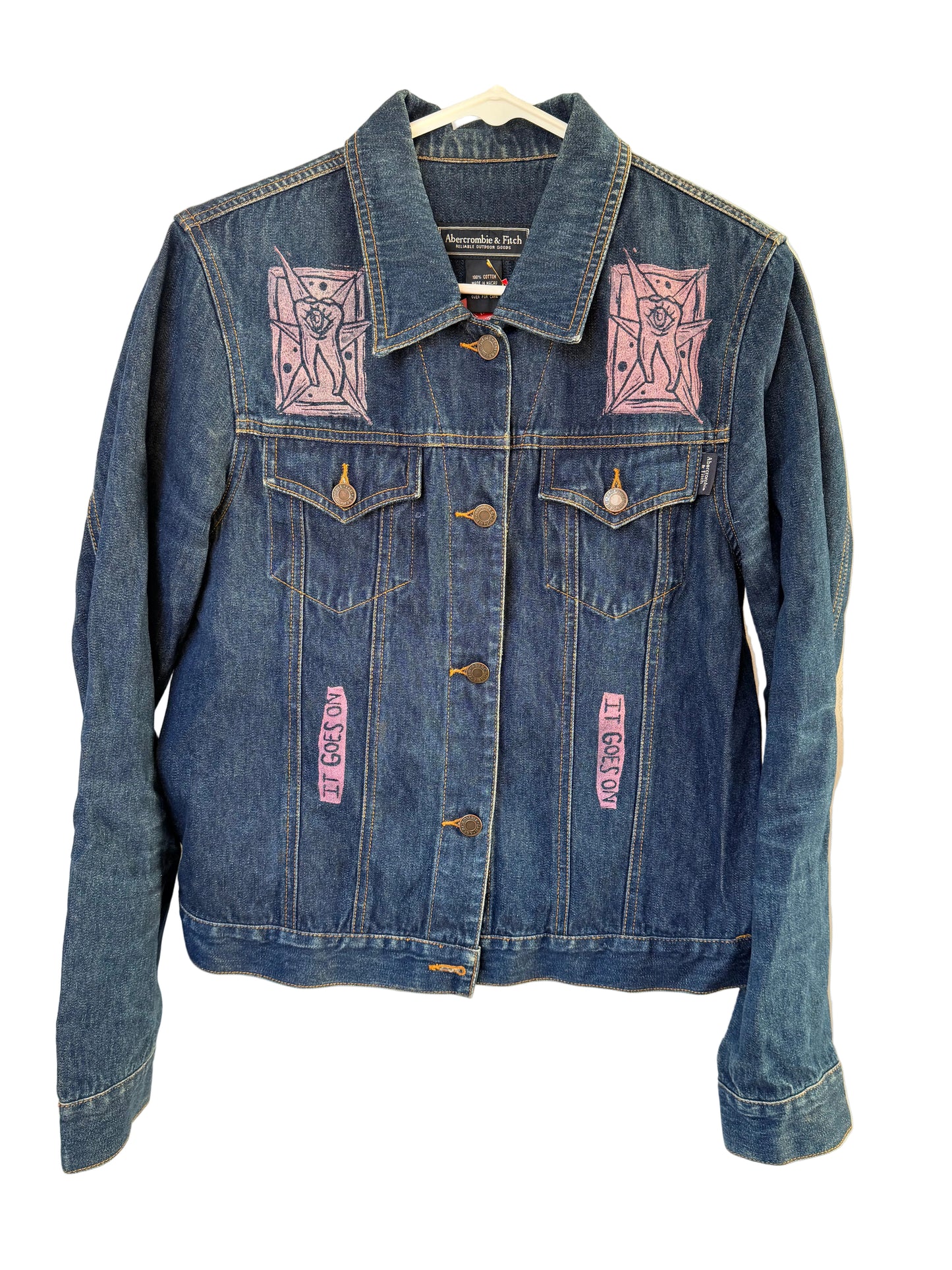 Handprinted Denim Jacket L