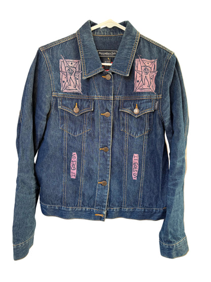 Handprinted Denim Jacket L