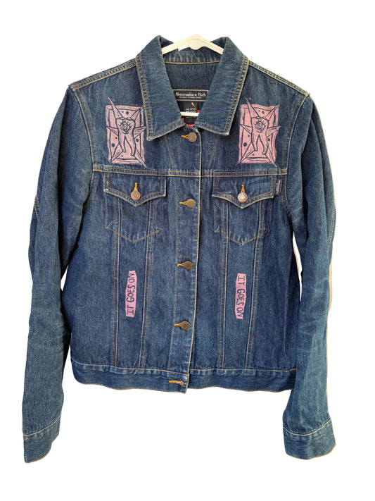 Handprinted Denim Jacket L