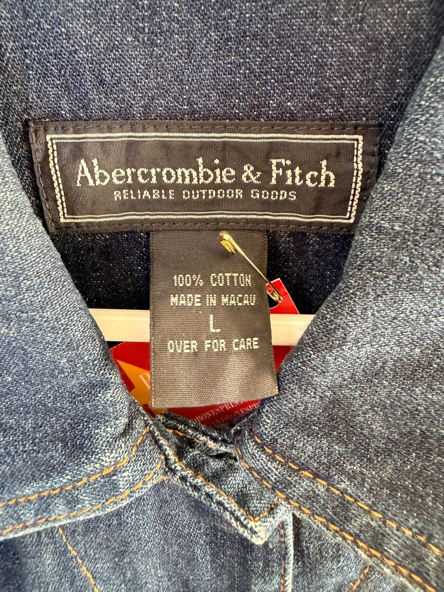 Handprinted Denim Jacket L