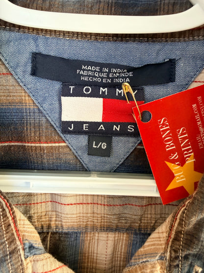 Handprinted+Patched Tommy Jeans Blue/Tan Flannel L