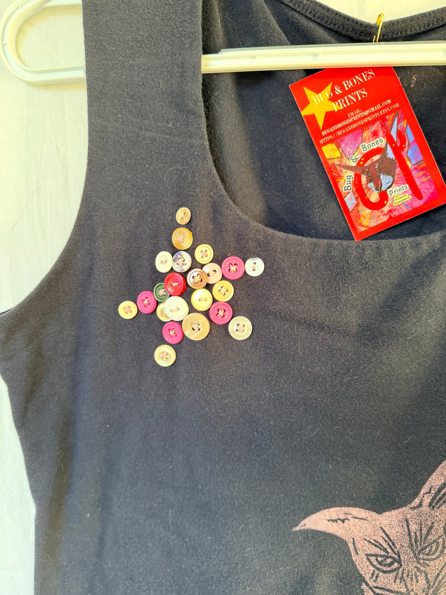 Handprinted Coldwater Creek Navy "Love-the-Fit Tank" S