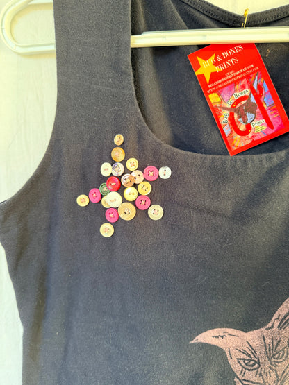 Handprinted Coldwater Creek Navy "Love-the-Fit Tank" S