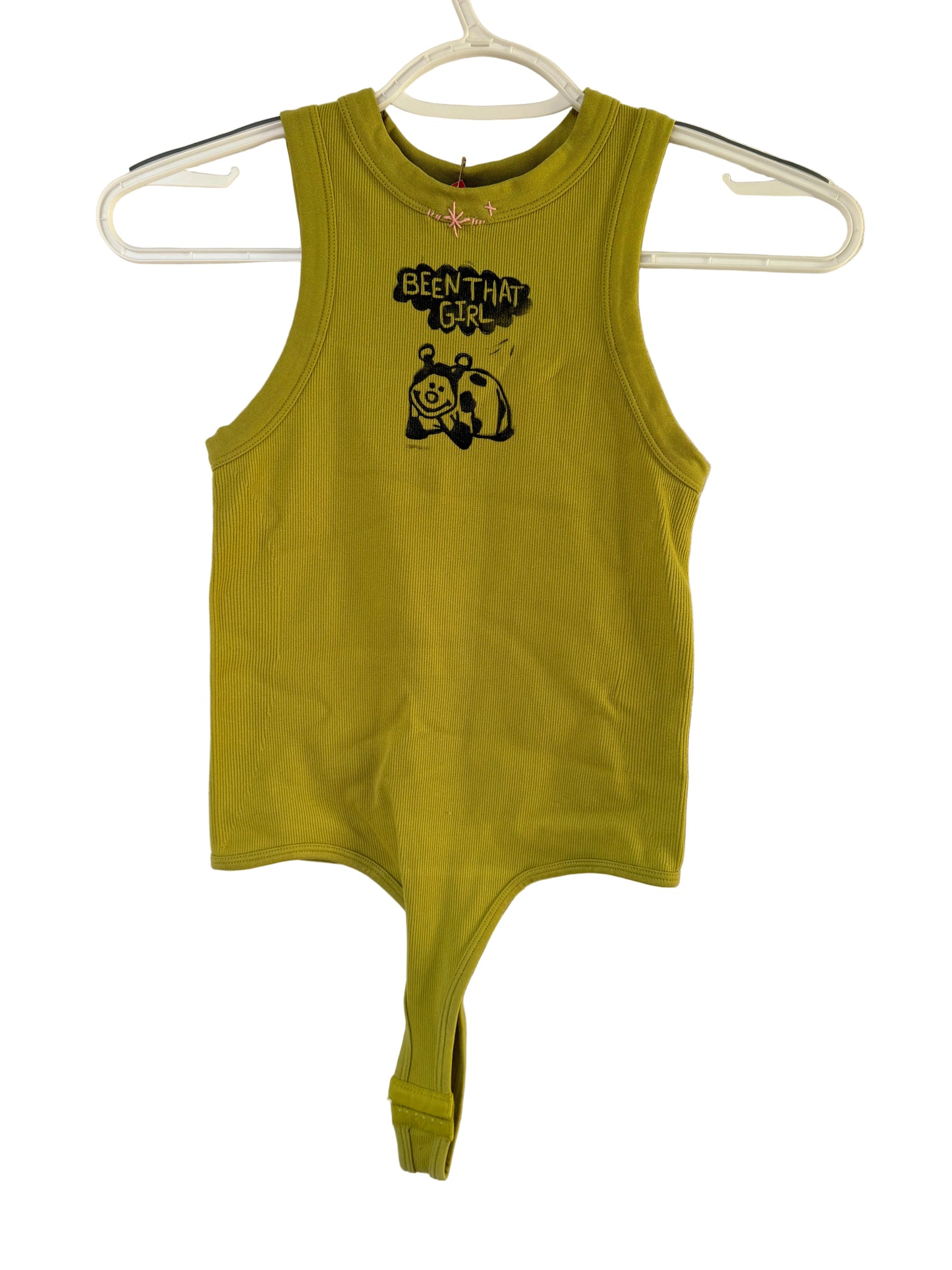 Handprinted Lime Green Bodysuit XS