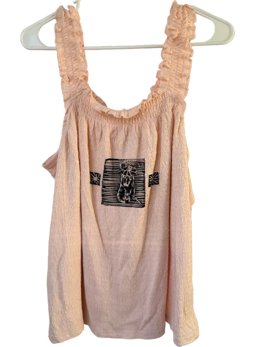 Handprinted Soft Pink Tank Top 2XL