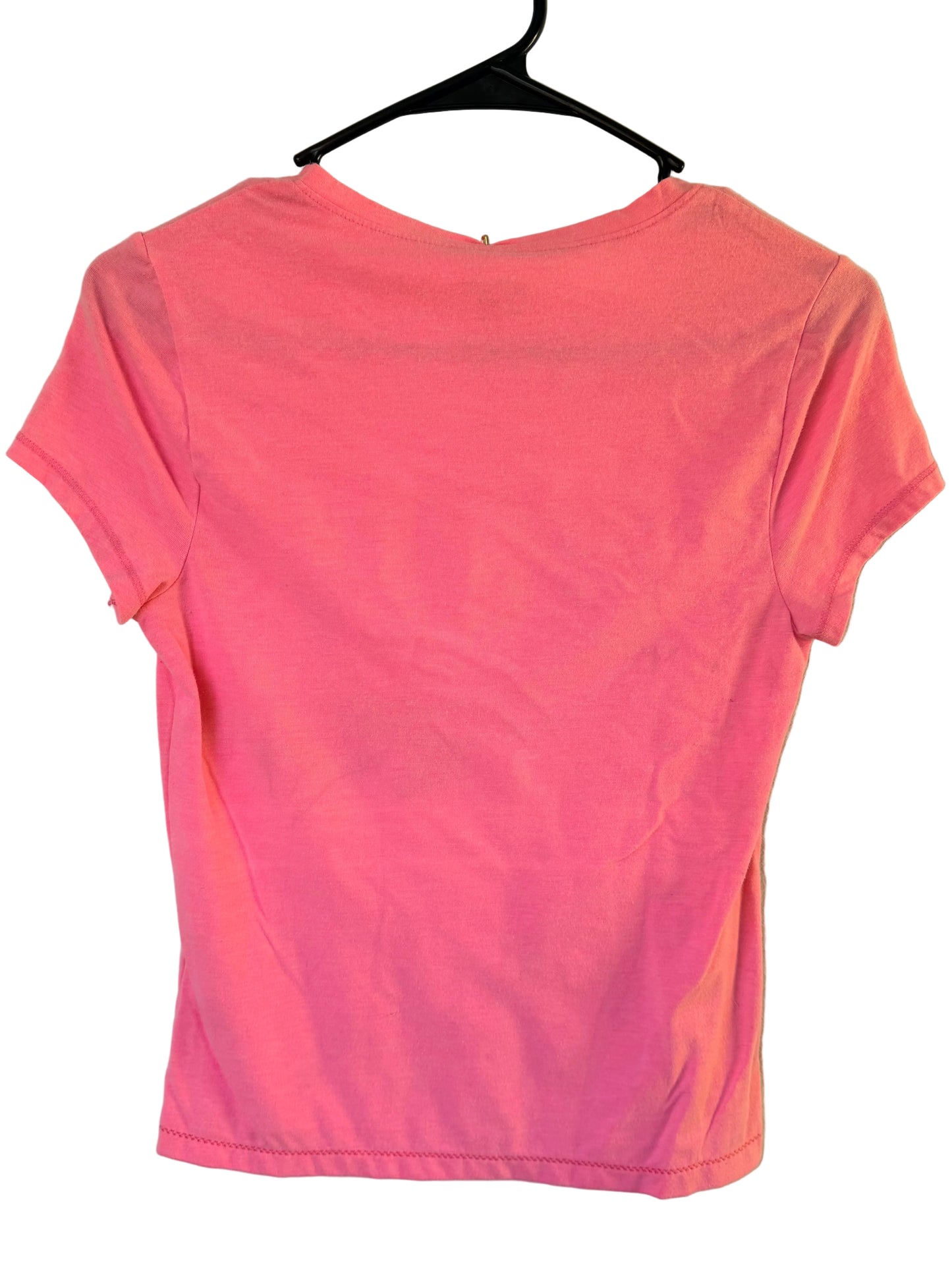Handprinted Short-sleeved Pink Shirt M