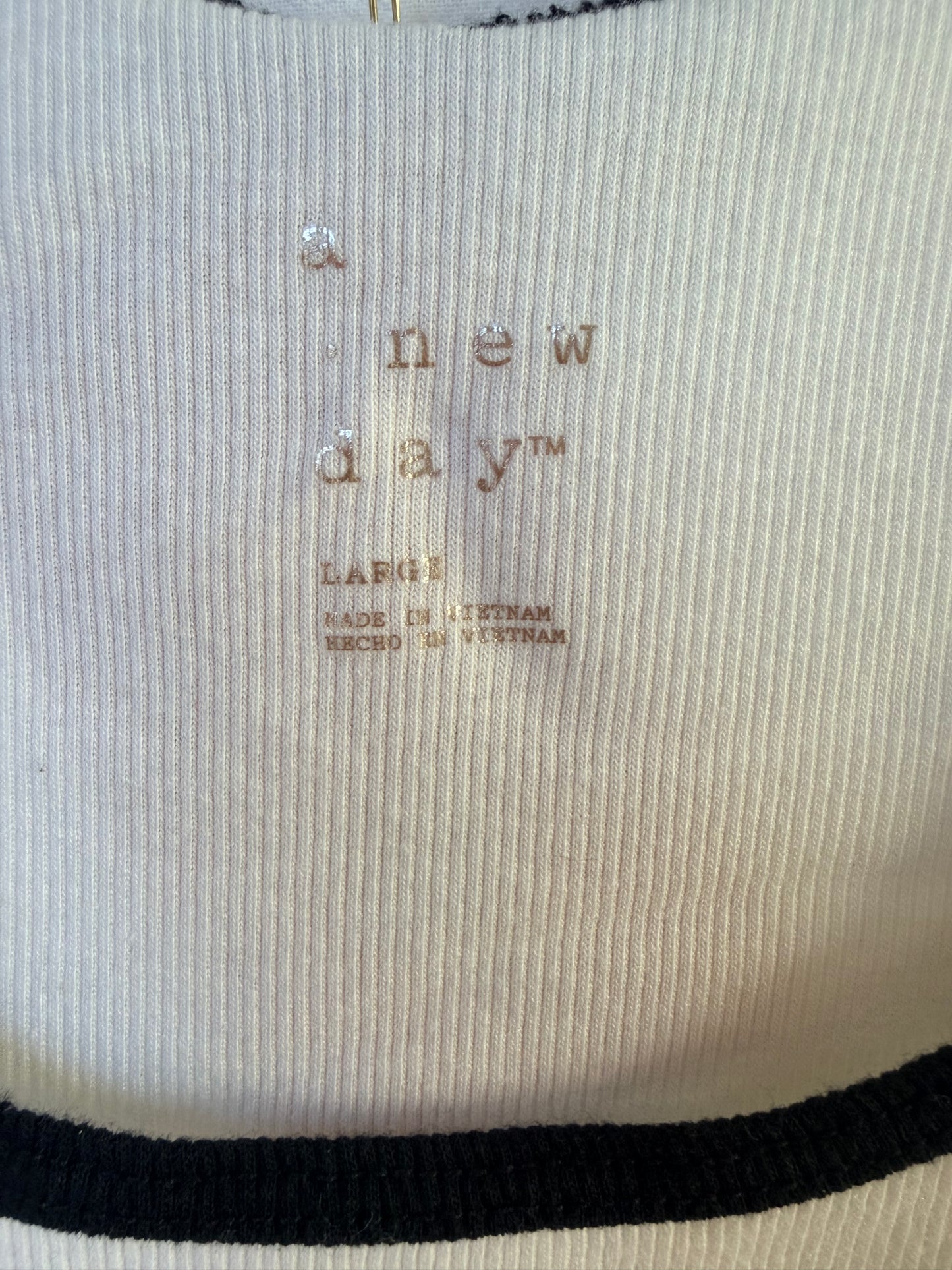 Handprinted+Patched White Tank Top L