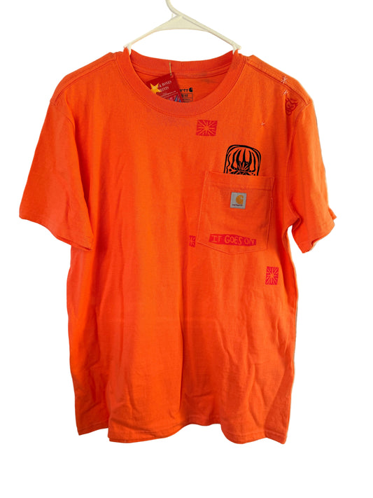 Handrpinted+Embroidered Stars Orange Carhartt Shirt M