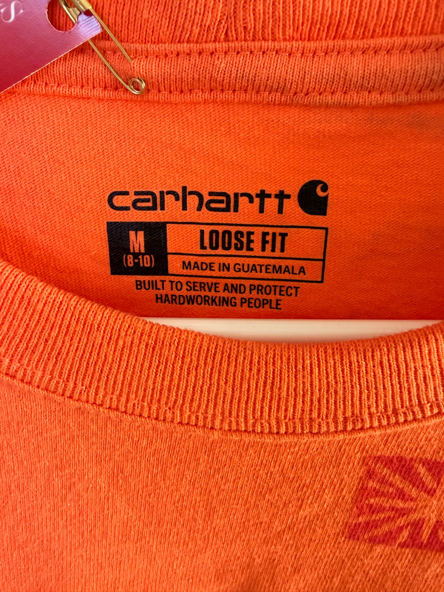 Handrpinted+Embroidered Stars Orange Carhartt Shirt M