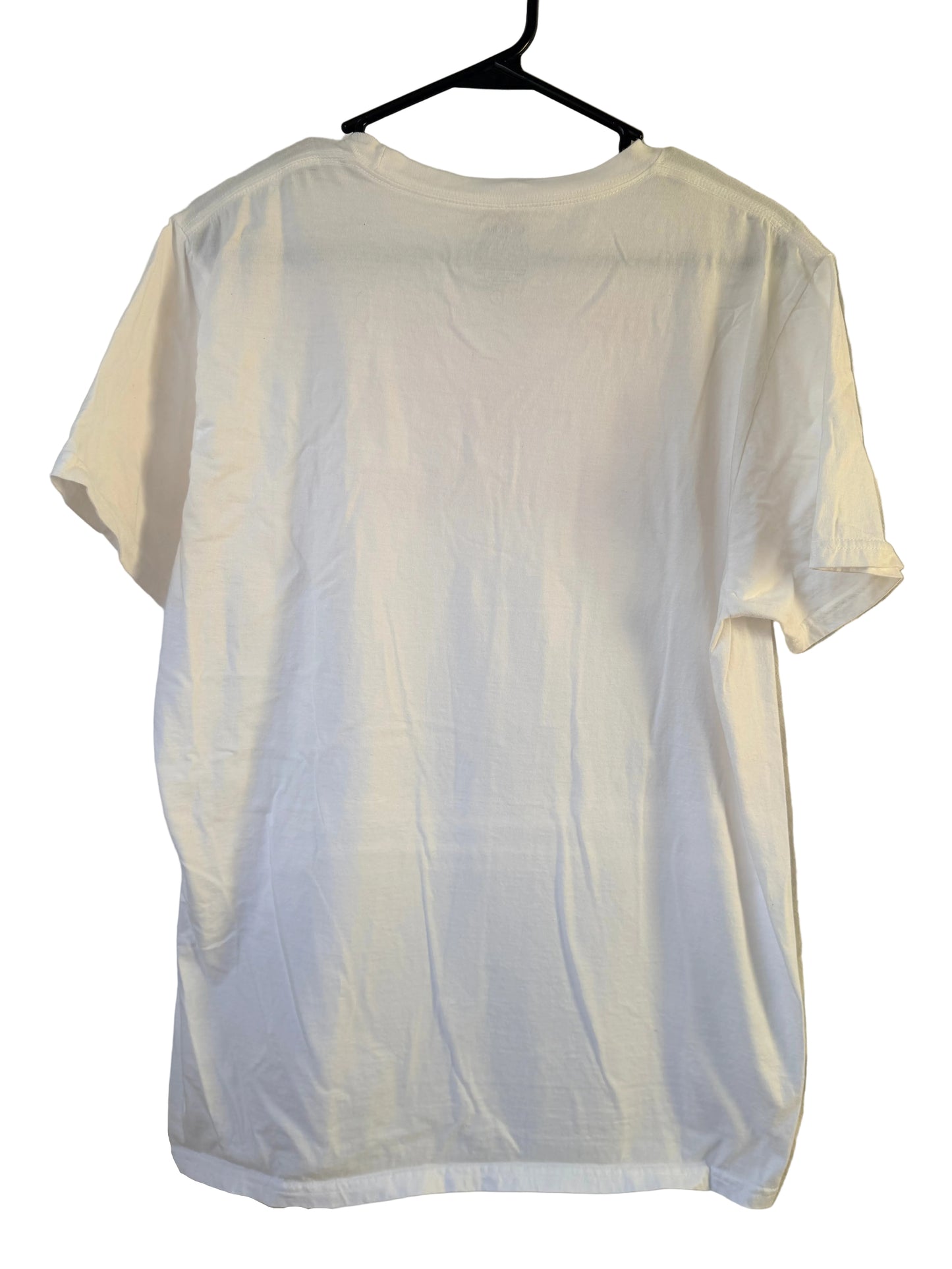 Handprinted+Appliquéd White Shirt L