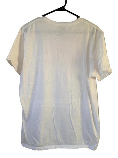 Handprinted+Appliquéd White Shirt L