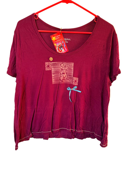 Handprinted Magenta Shirt XL