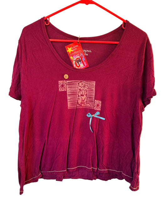 Handprinted Magenta Shirt XL