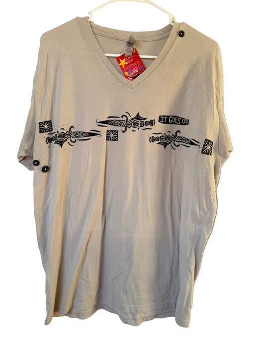 Handprinted Beige Shirt XL