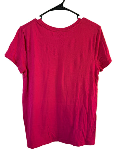 Handprinted+Patched Magenta Shirt L