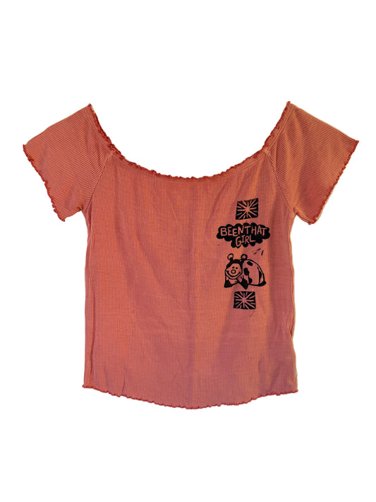 Handprinted Pink Frilled Shirt S