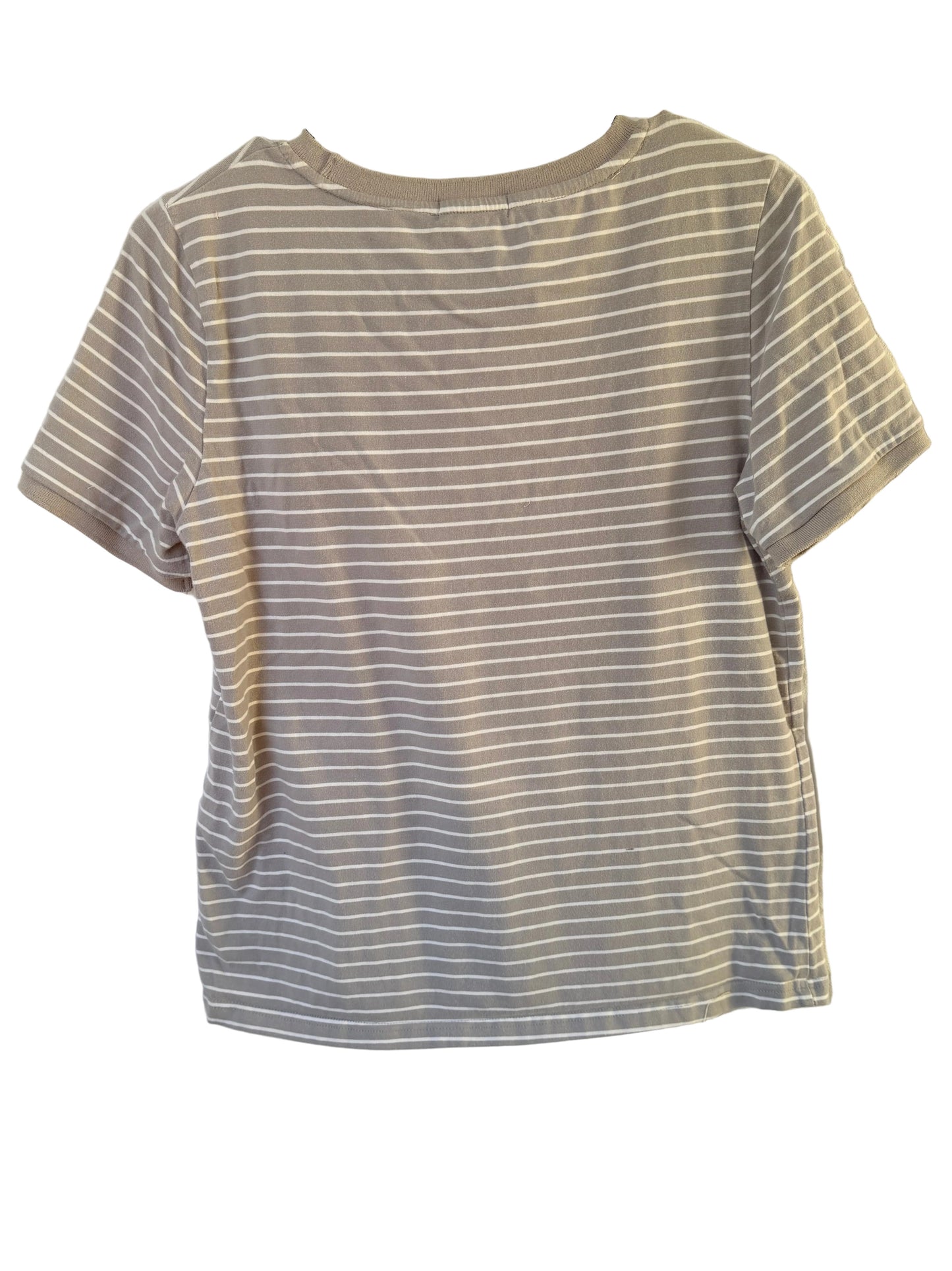 Handprinted Striped Gray/White Shirt M