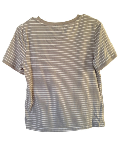 Handprinted Striped Gray/White Shirt M