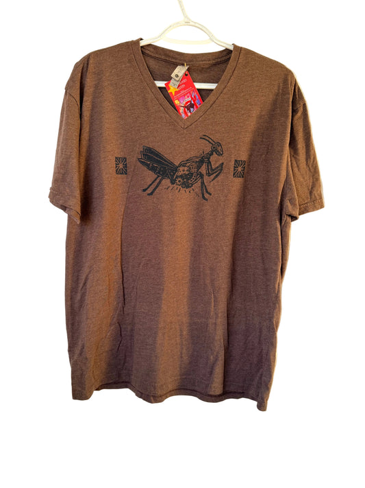 Handprinted Brown Shirt XL