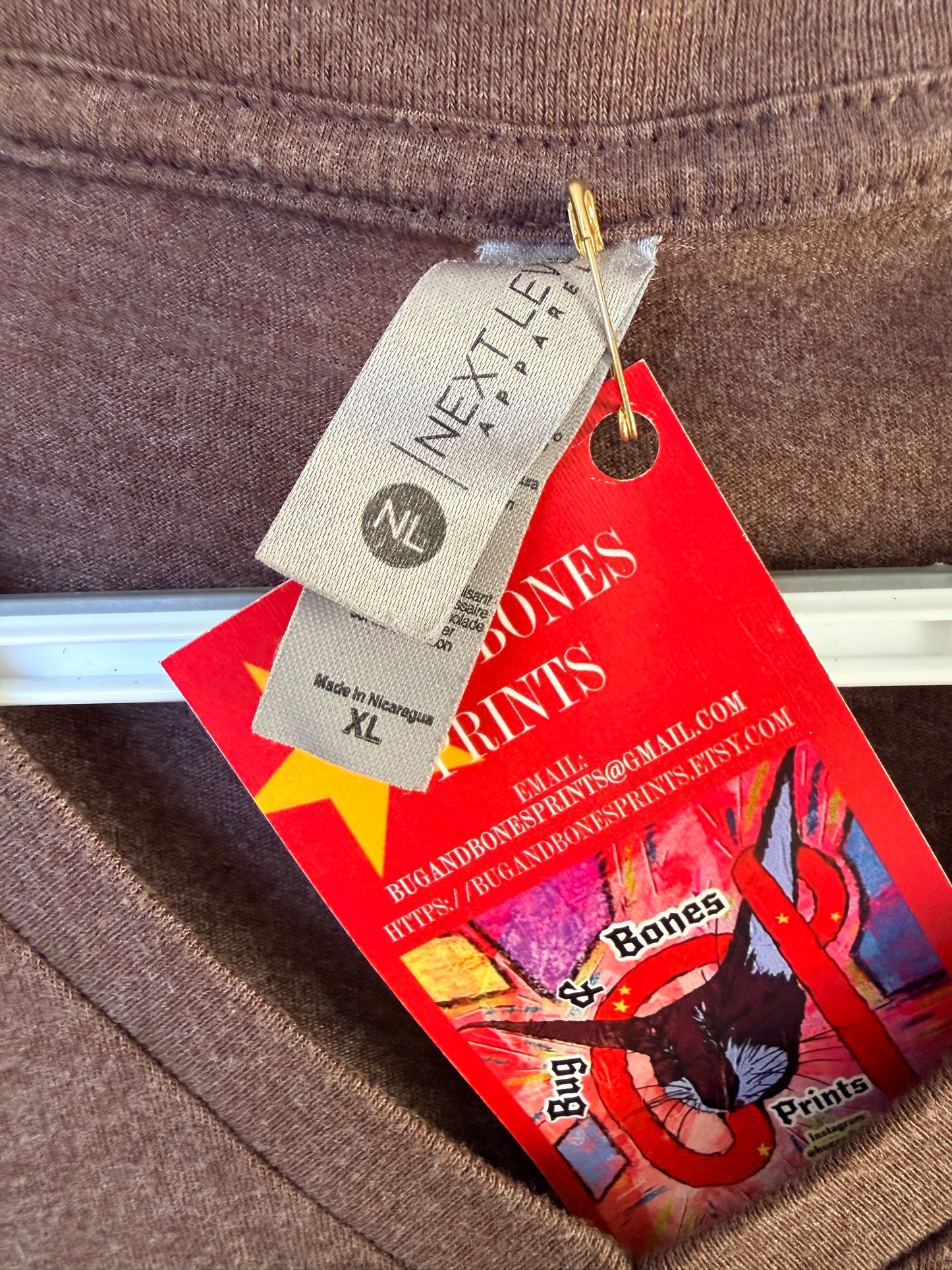 Handprinted Brown Shirt XL