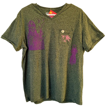 Handprinted Green Shirt L