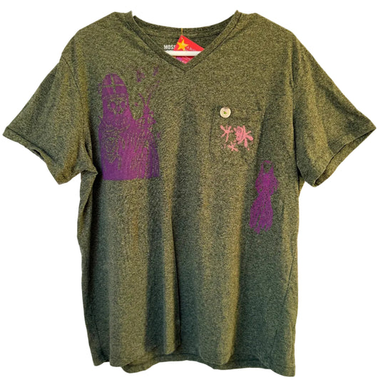 Handprinted Green Shirt L
